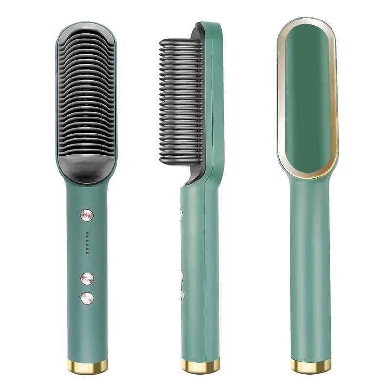 Professional Hair Straightener Brush Ceramic Electric Straightening Beard Brush Fast Heating Curler Flat Iron Comb Styler