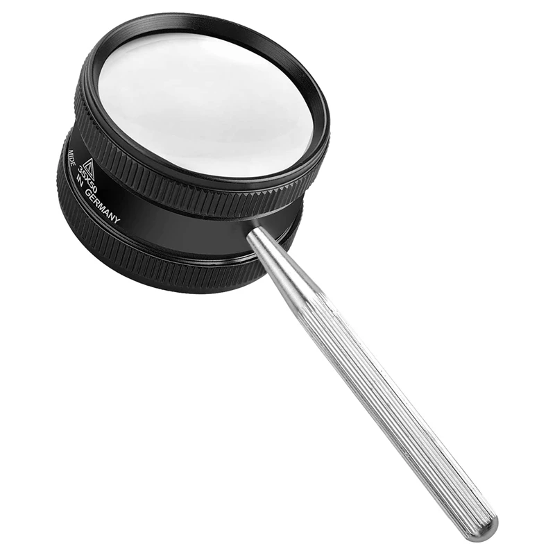 

35X Handheld Optical Magnifying Glass - Detachable Metal Dual Lens Loupe High Definition Mini Portable Pocket Loupe