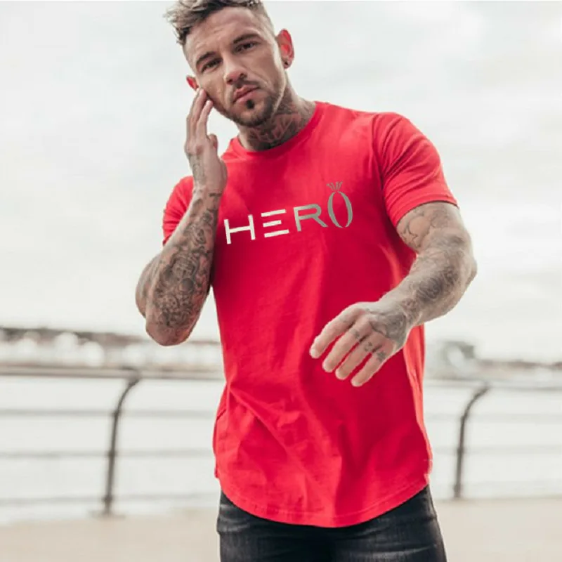 

Новая брендовая спортивная рубашка для тренажерного зала, Мужская футболка для фитнеса и бега, мужская тренировочная футболка с коротким р...