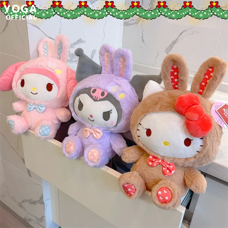 

Sanrio Подлинная моя мелодия Kuromi Hello Kitty плюшевая кукла кавайная пушистая мягкая искусственная комната украшение детский праздничный подарок