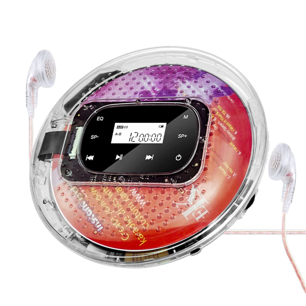 With 3.5mm Wired Headphones Small Music Player Support Tf Card Digital Display Touch Button Cd Walkman