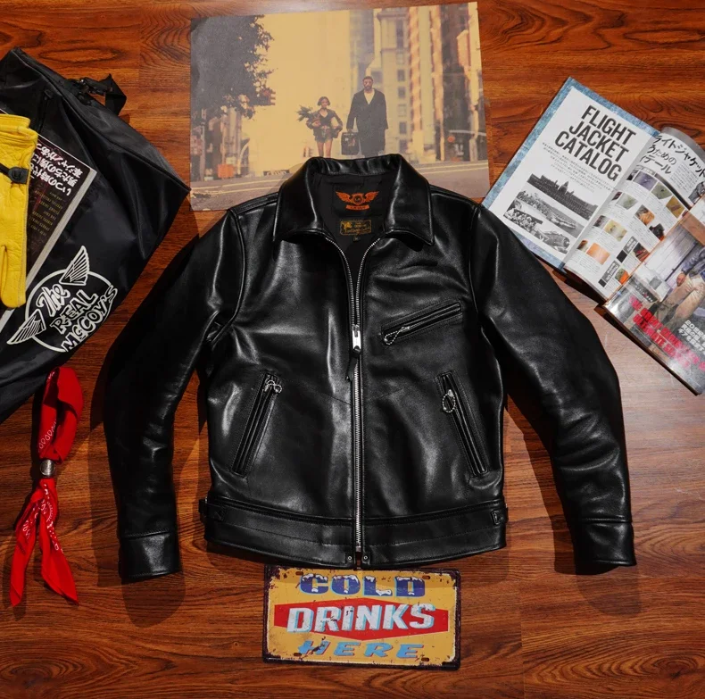 LNY! Оптовая продажа. Мужская роскошная кожаная куртка. Ретро Черное дубленое