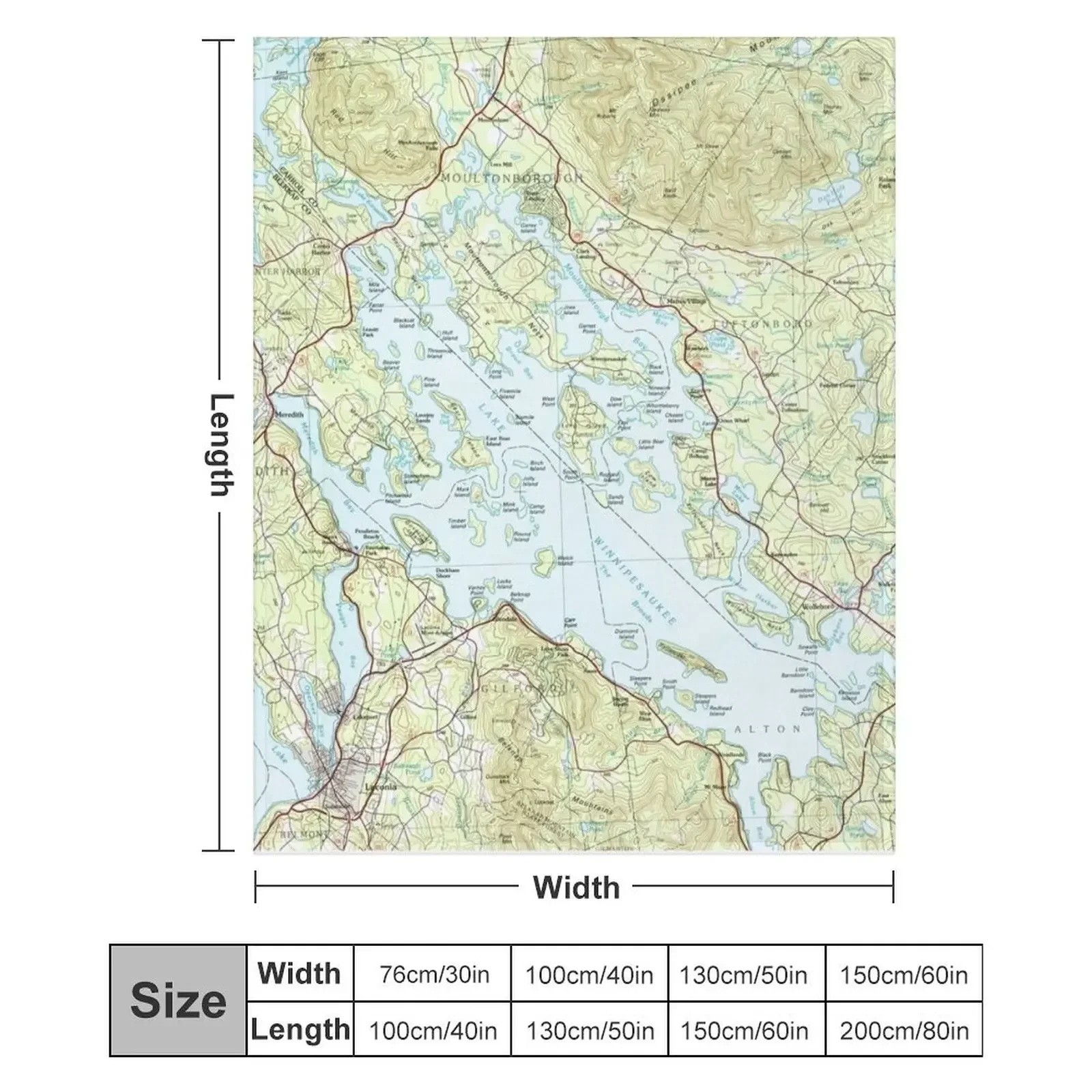 Карта озера Winnipesaukee (1986) Плед кровать плед Retros Зимние кровати Одеяла