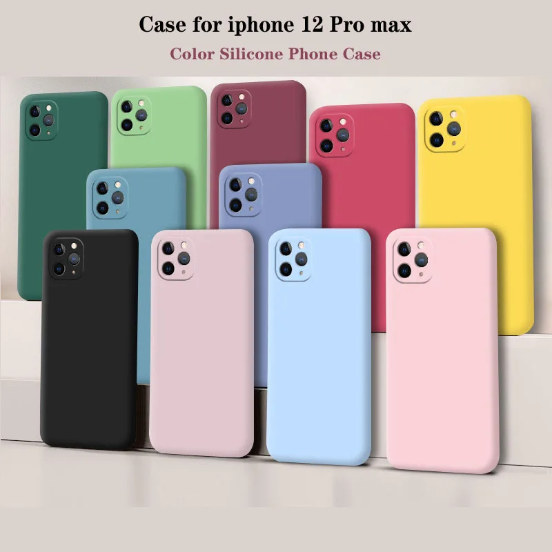 

For iphone 12 Pro max Original Case For iphone 12Pro iphone12 Pro Max Shockproof TPU Liquid Silicone Protective Phone Cover Case