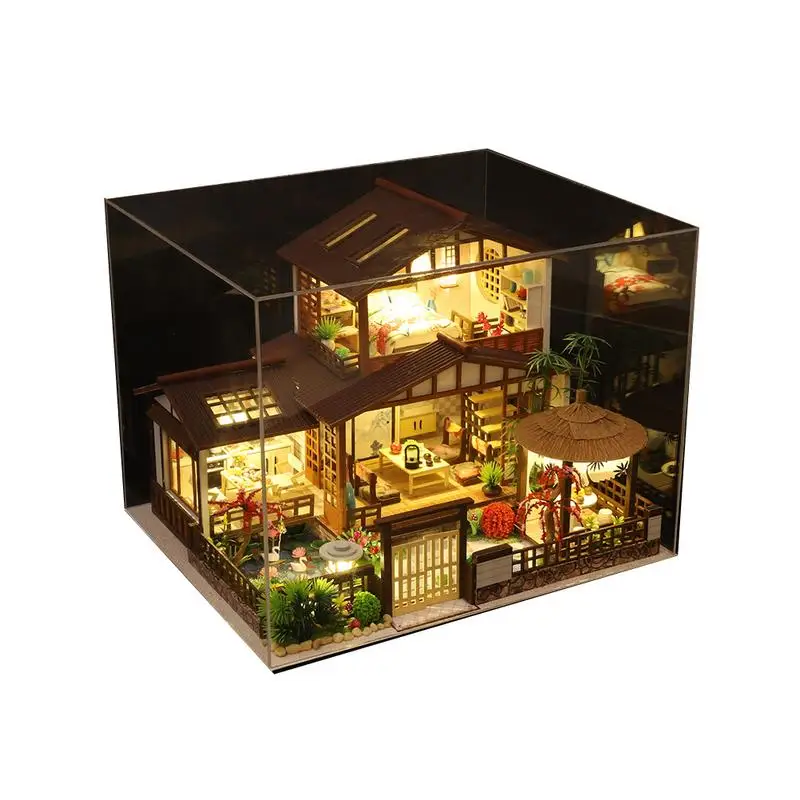 

DIY Miniature House Kit Mini House Making Japanese Style Handmade House Kit With Music Movement LED DIY Crafts For Adults Kids