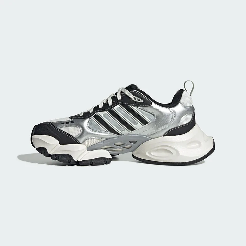 Фото Мужские массивные кроссовки Adidas IH0429, бело-черные с металлическим серебристым отливом, с подошвой Lightstrike Dreamstrike+, на шнуровке, повседневная спортивная обувь. №3