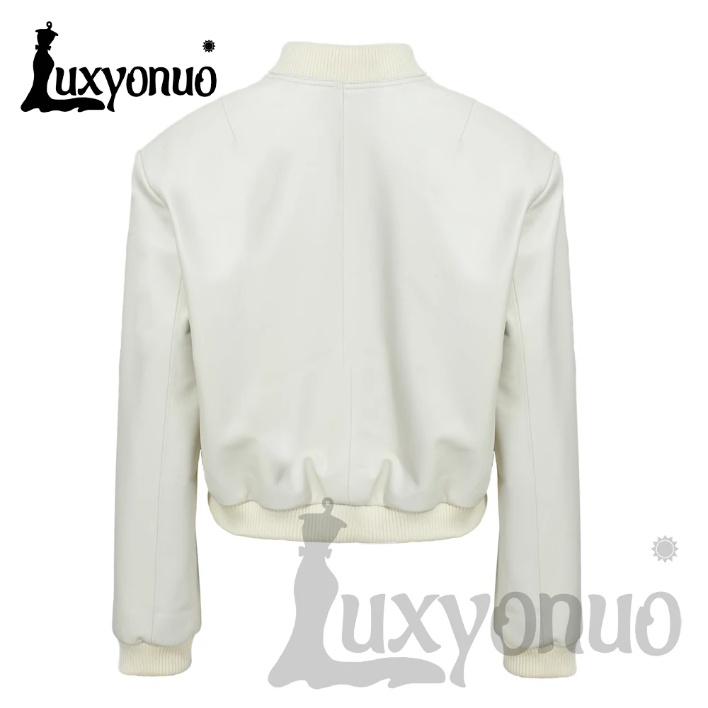 Luxyonuo дубленка для женщин осень однотонная куртка из натуральной кожи с длинными рукавами женская весенняя мода пальто из натуральной кожи (art.: 3920c8407fcf3) - 3920c8407fcf3
