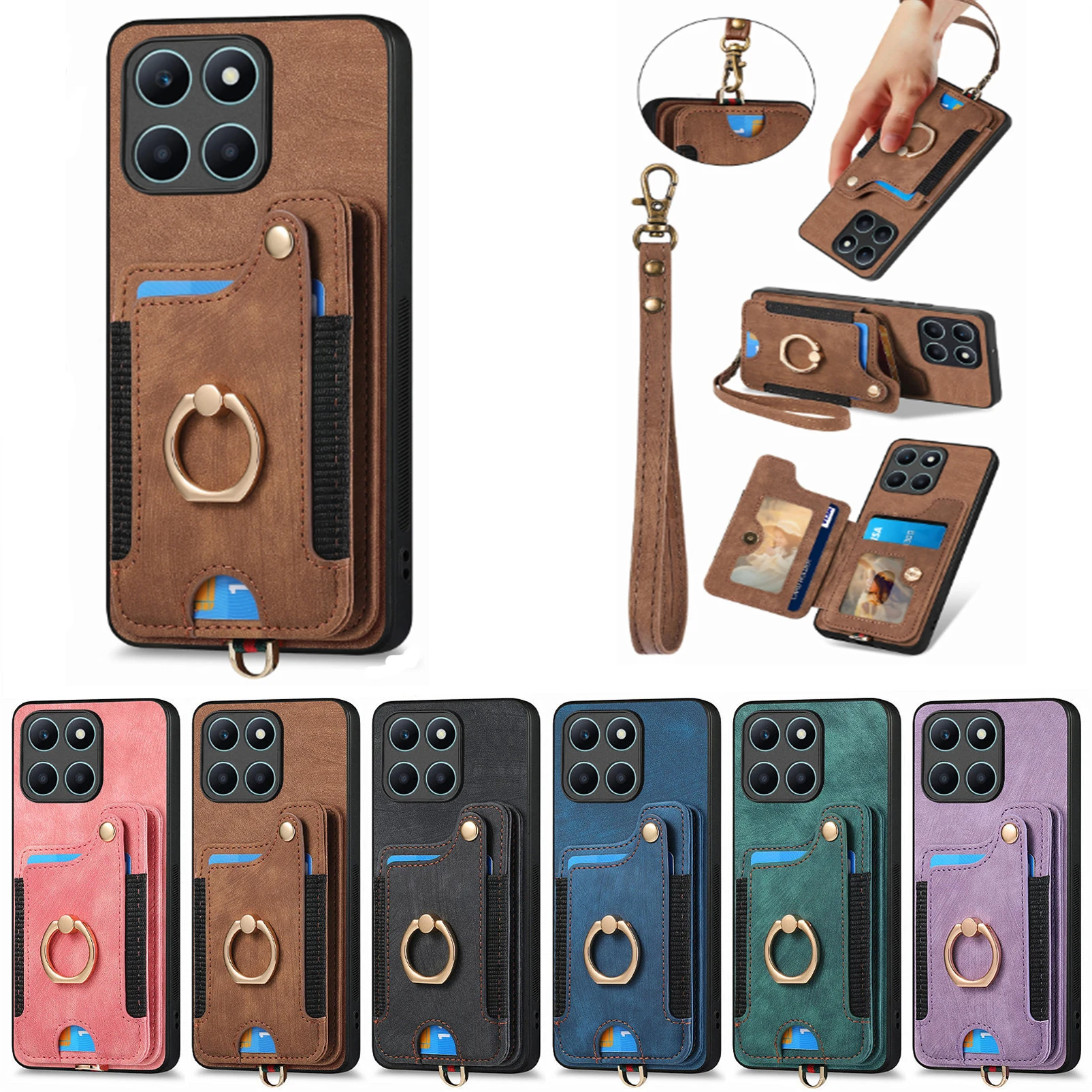 Кожаный магнитный держатель с несколькими картами для Redmi A3 13 C 12 10 10A 10C 9 9A 9C 9i 9T 8
