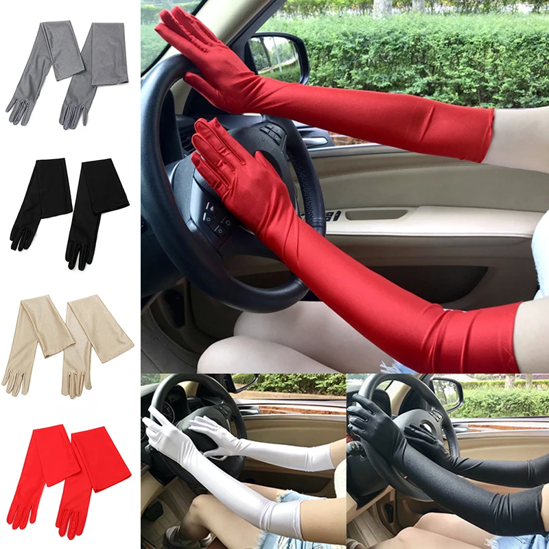 

Women Driving Sunscreen UV Protection Gloves Party Prom Wedding Etiquette Long Gloves Soild Color Elegant Women Wedding Gloves