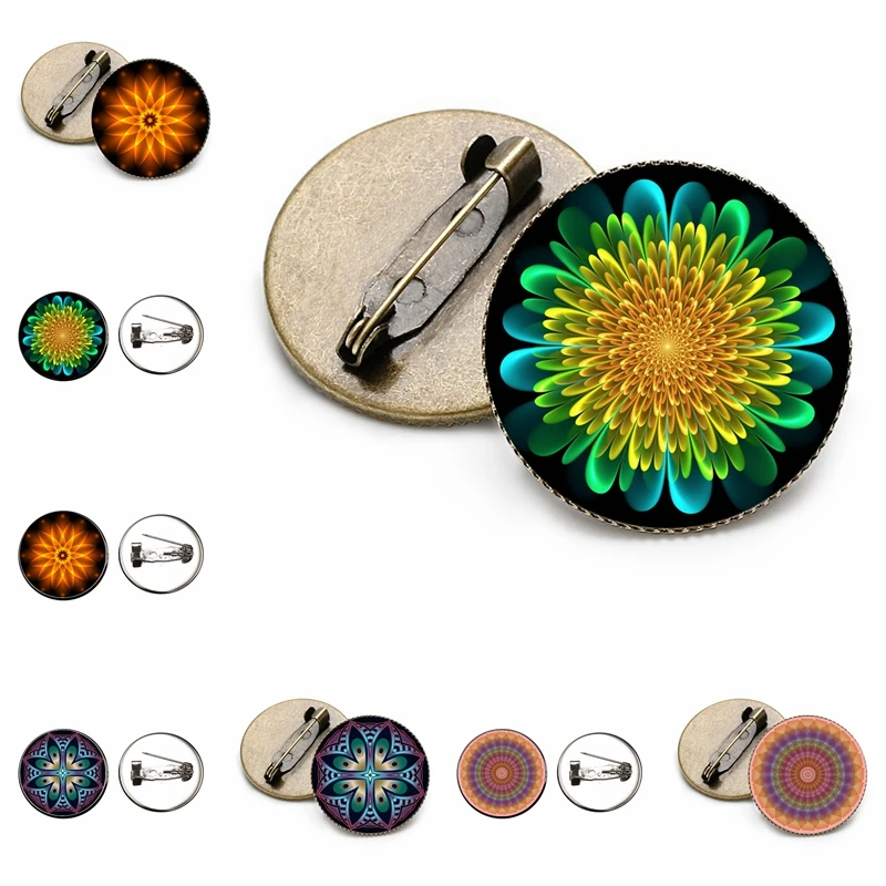 

Fashion Classic Mandala Pattern 20mm/25mm Glass Cabochon Brooch Kaleidoscope Series Brooch Men and Women Gift Jewelry