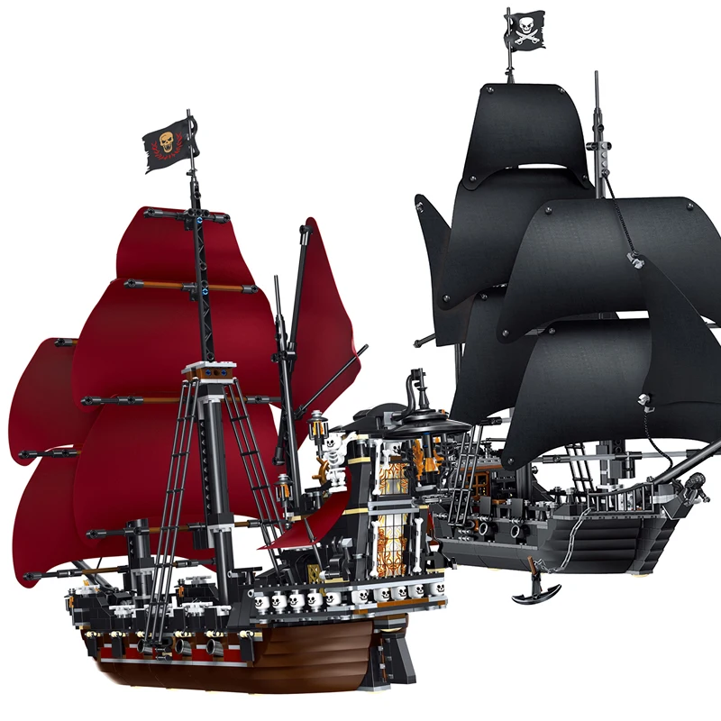 

In Stock 4184 4195 Friends The Black Pearl Queen Anne's Revenge Ship Boat Kit Building Block Moc Pirates Caribbean