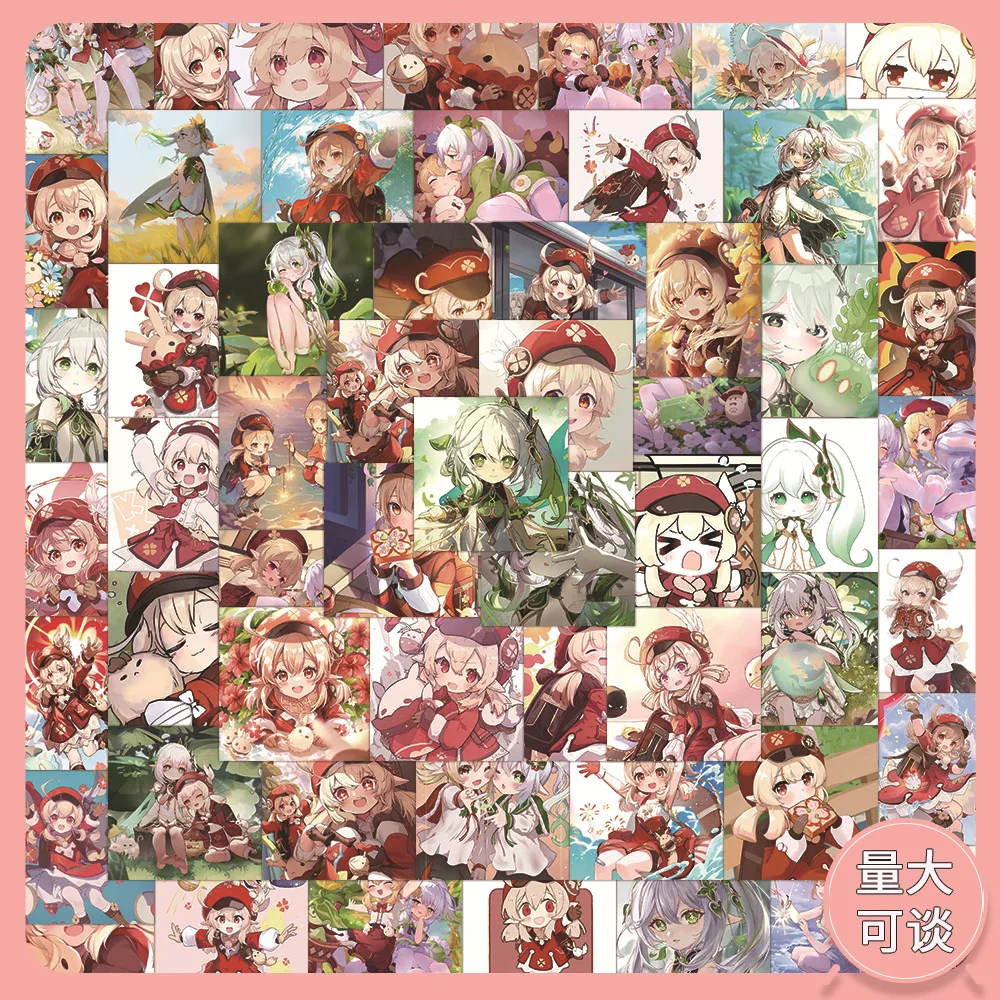 

Наклейки аниме Genshin Impact, наклейки с персонажами игры Klee, наклейки для ноутбука, багажа, ноутбука, чемодана, классические игрушки, 60 шт.