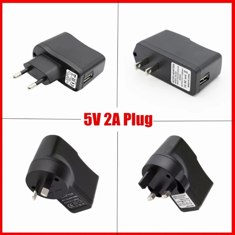 

LED Driver Power Supply DC 5V 2A USB Cable Plug LED Power Adapter AU EU UK US For LED Strip Lights RGB 5050 SMD 2835 WS2812B