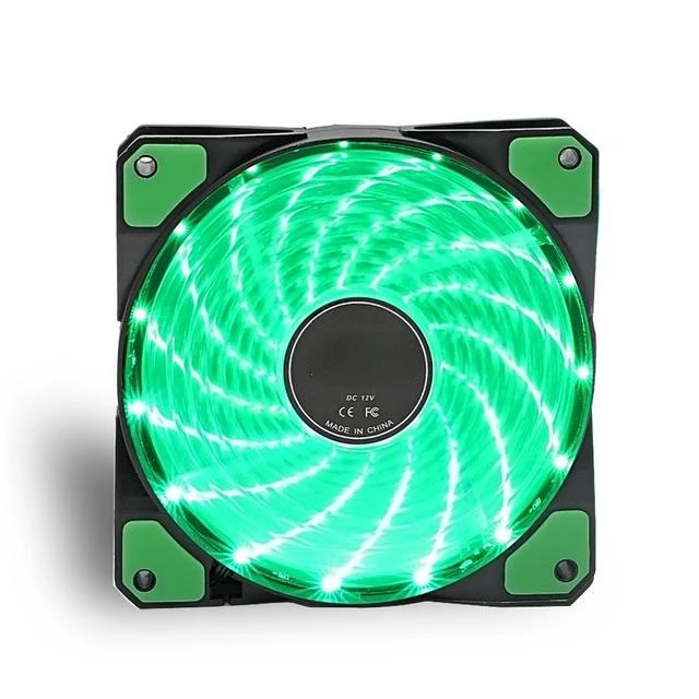 

PC Computer 16dB Ultra Silent 15 LEDs Case Fan Heatsink Cooler Cooling w/ Anti-Vibration Rubber,12CM Fan,12VDC 3P IDE 4pin