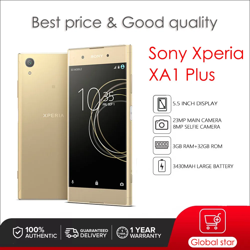 

Sony Xperia XA1 Plus G3416/G3426 Single/Dual sim Refurbished Original Unlocked 5.5" 3GB+32GB 23MP Camera free shipping
