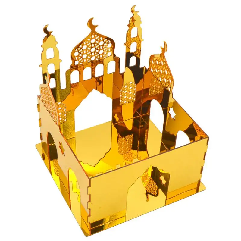 

Hollow Moon Eid Ornament 3D Moon Hollow Star Ornament Religious Desk Decoration Festive Eid Decorations For Table Desk Home