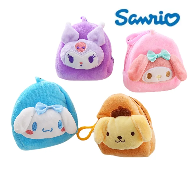 

New Plush Sanrio Kuromi Hellokitty MyMelody Backpack Coin Purse Cute Mini Cartoon Headphones Organizer Messenger Bag Girls Gift