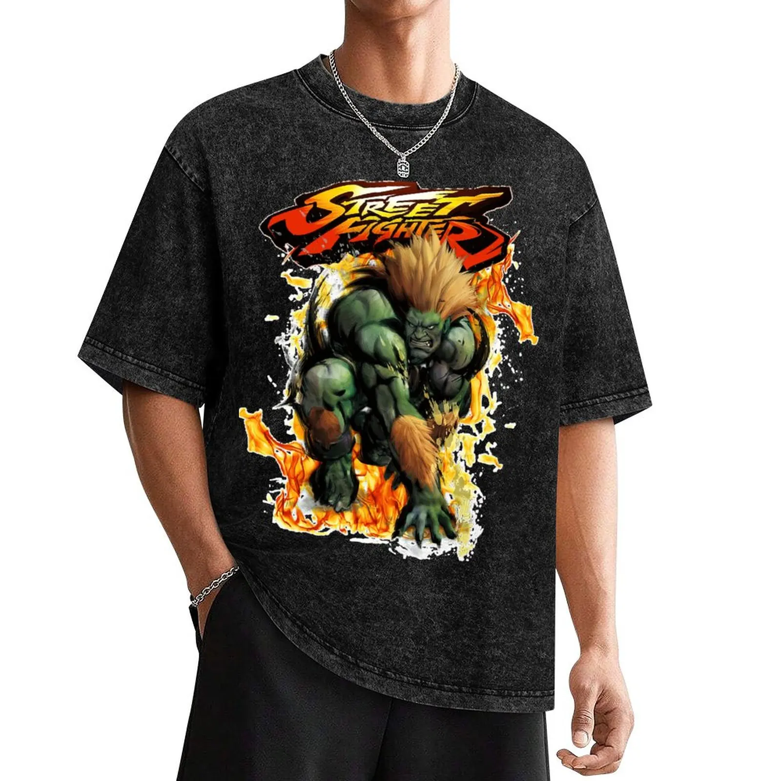 Мужская футболка Street Fighter Electric Powers of Blanka черная хлопок