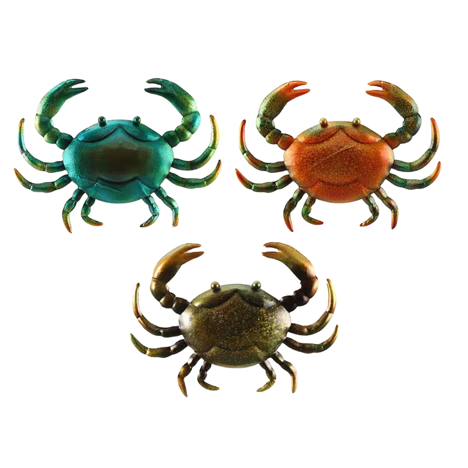 

3pcs Living Room Home Decor Wrought Iron Craft Patio Bedroom Life Like Indoor Outdoor Metal Crab Sea Animal Statue Wall Hanging