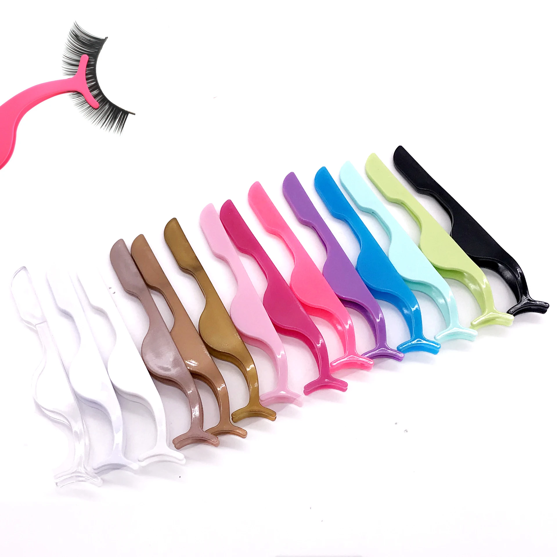 

1pcs Fake Lash Tweezers Auxiliary Clamp Clips Applicator Plastic False Eyelash Extension Supplies Beauty Remover Makeup Tools