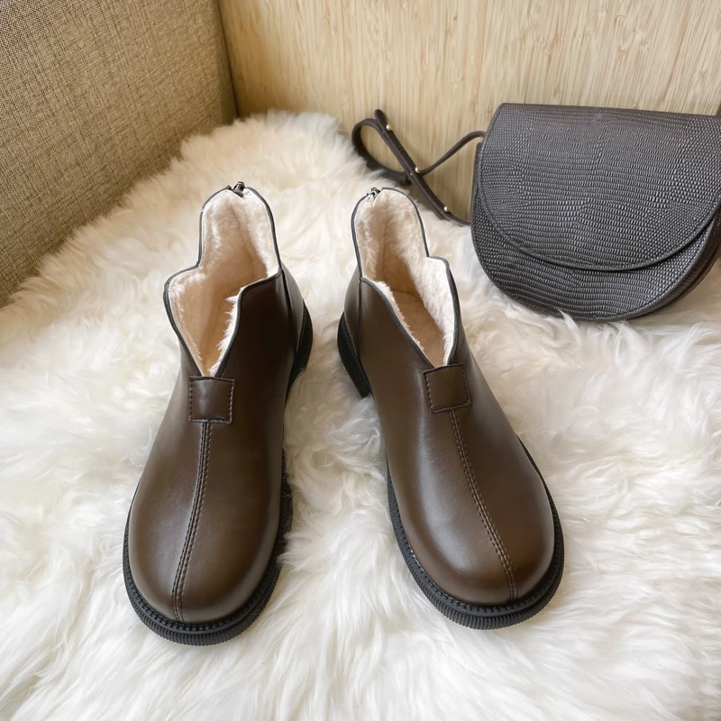 Round Toe Shoes Party Ankle Boot England Style Women's Casual Breathable Chelsea Boots 2022 New Thick Warm Boots mujer Non-slip