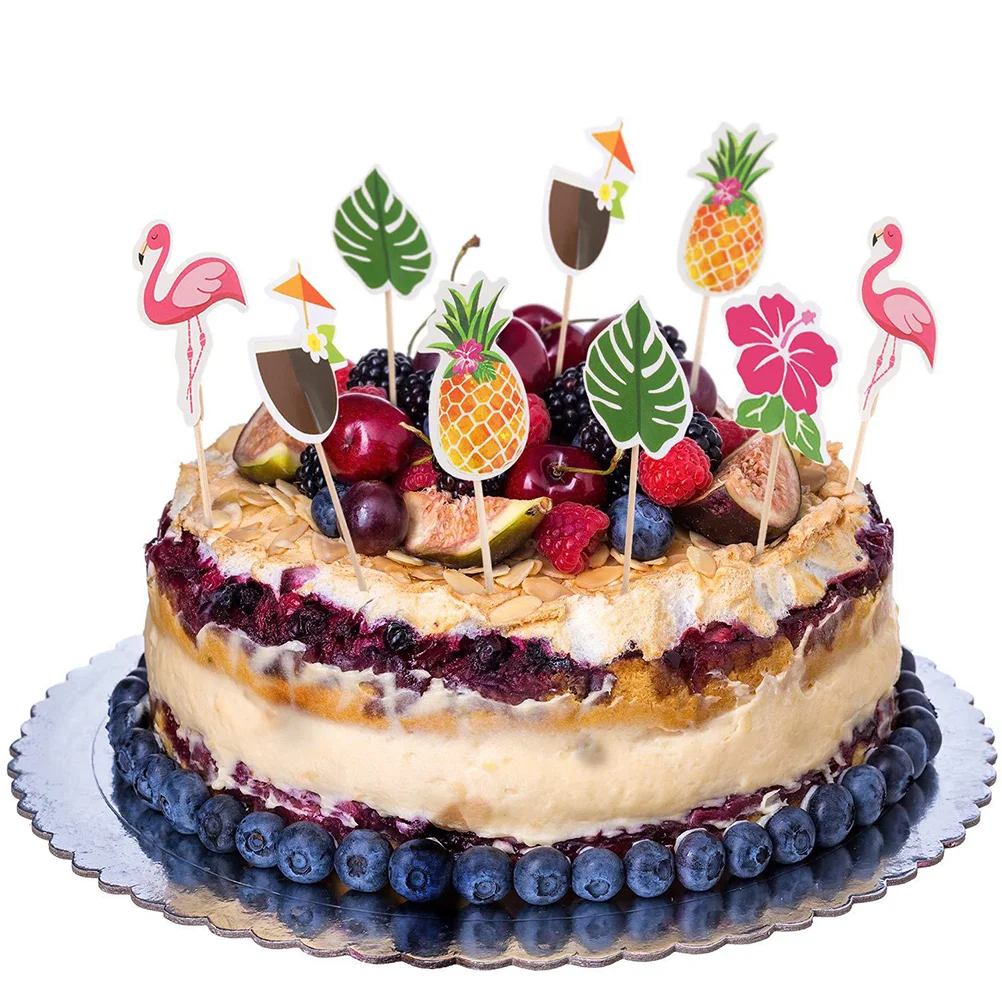 

172 Pcs Summer Hawaii Themed Table Supplies Cake Topper Drinking Straw Set Children's Birthday Party Table Kit