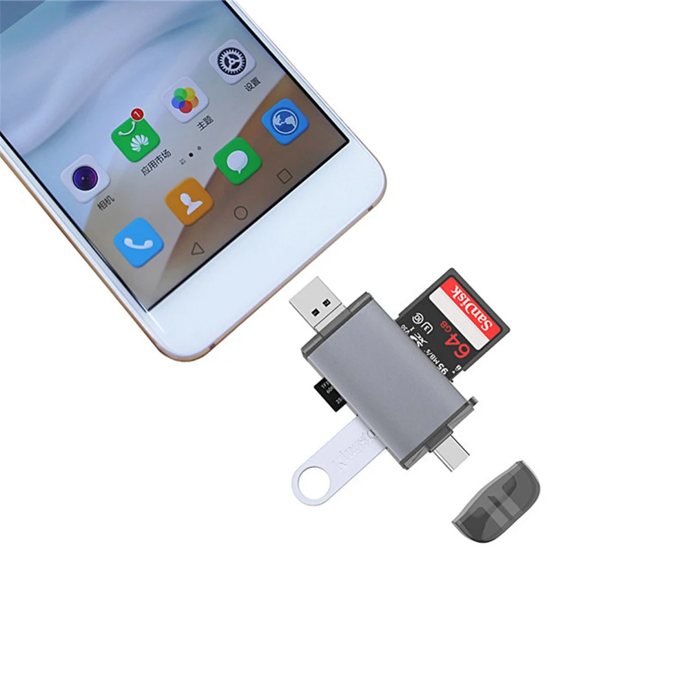 

6-in-1 USB 3.1 Type C / USB / USB / TF memory card reader OTG hub adapter for smartphone tablet with OTG function