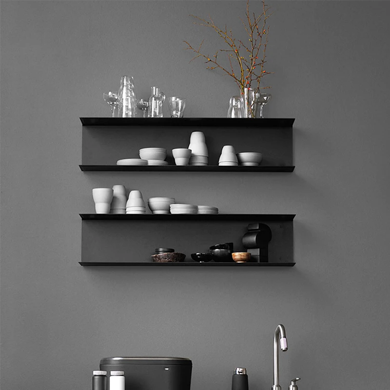 

Minimalist Modern Ledge Spice Rack White Black Metal Wall Art Storage Organizer Bookshelves Casa Arredamento Kitchen Accessories