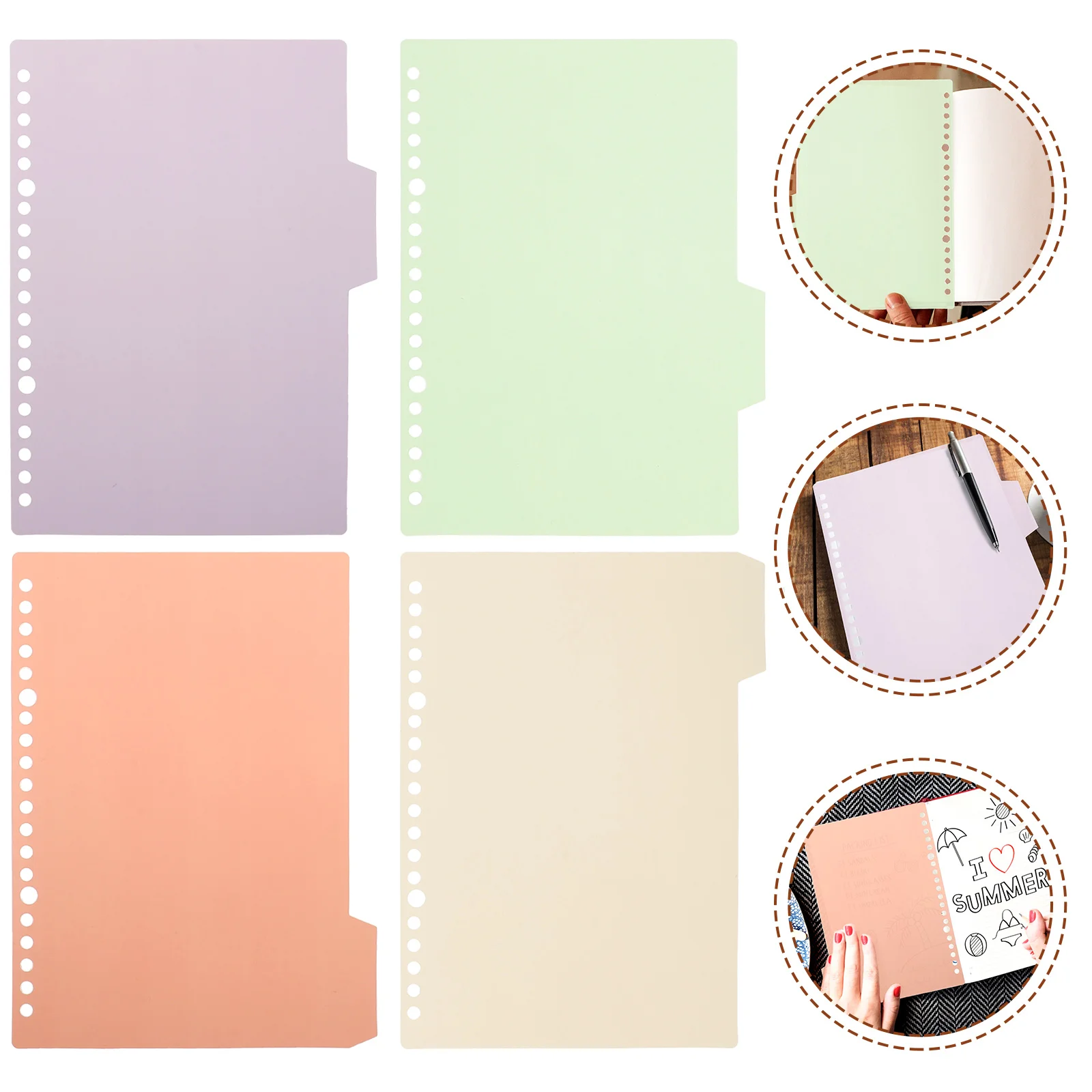 

10 Sets Index Tab Removable Labels Notepad Dividers Classified Notebook Paper Binder Supplies Loose-leaf Page Markers Punched