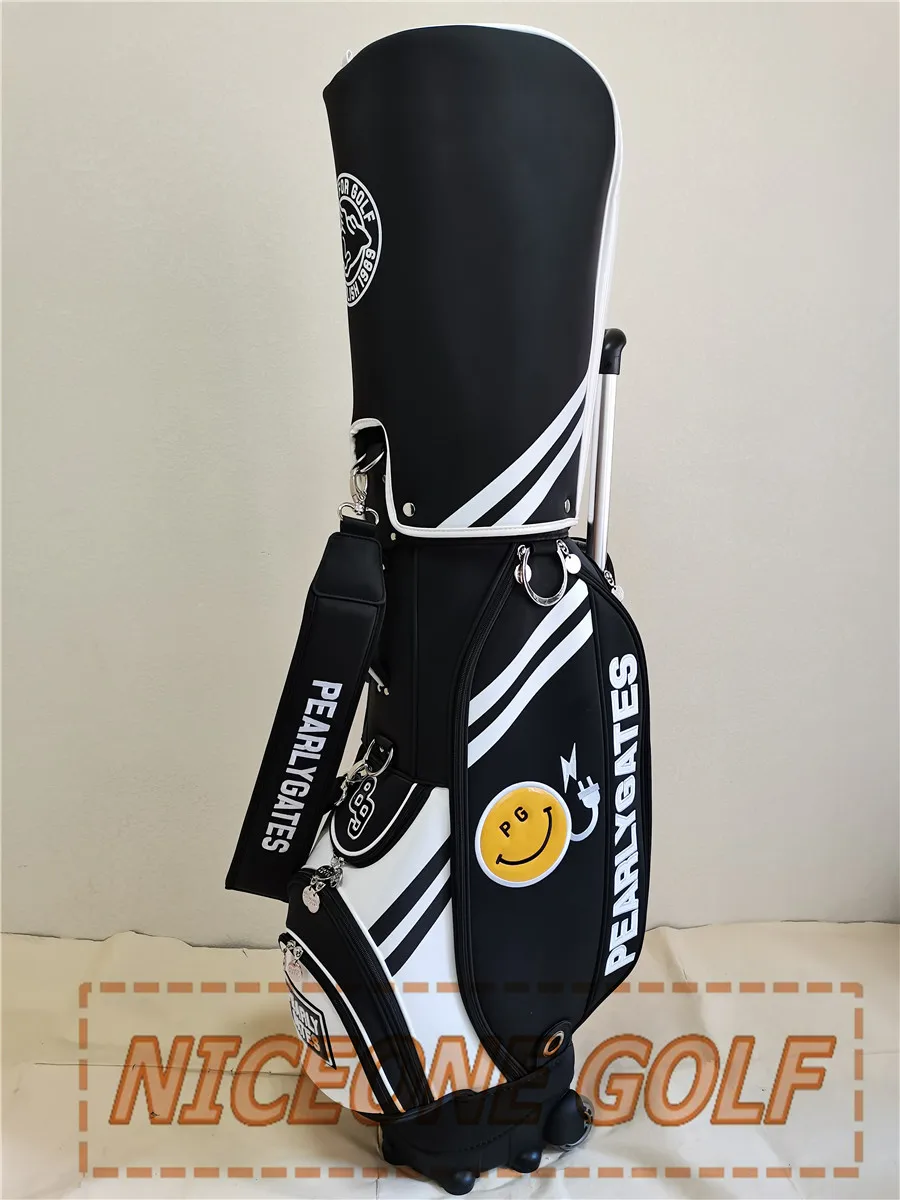 New golf bag two-wheeled support wheel towing lightweight aviation bag PG women's model powder black fabric pull rod bag