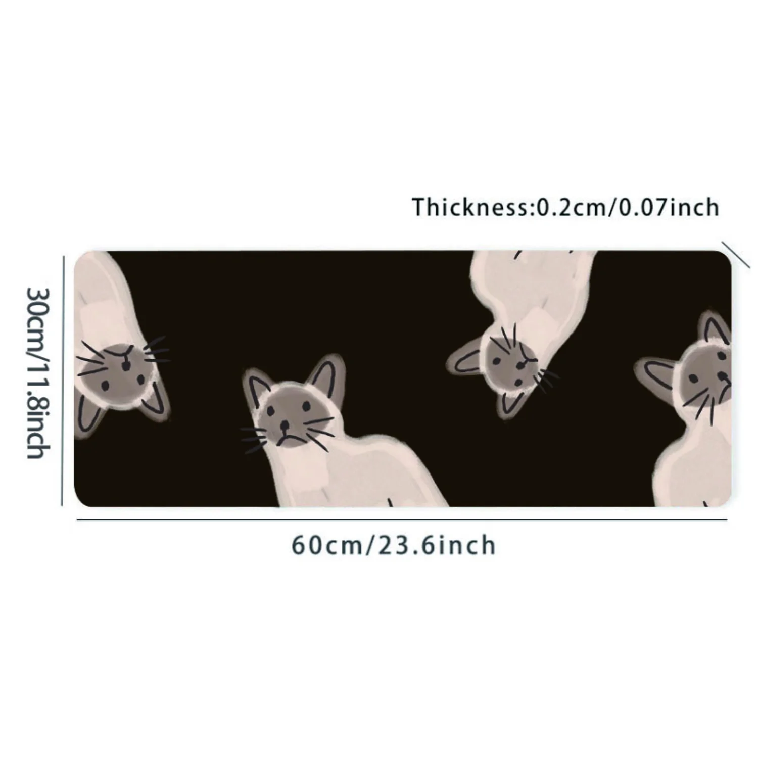 Большой игровой коврик для мыши с милым сиамским котом нескользящий