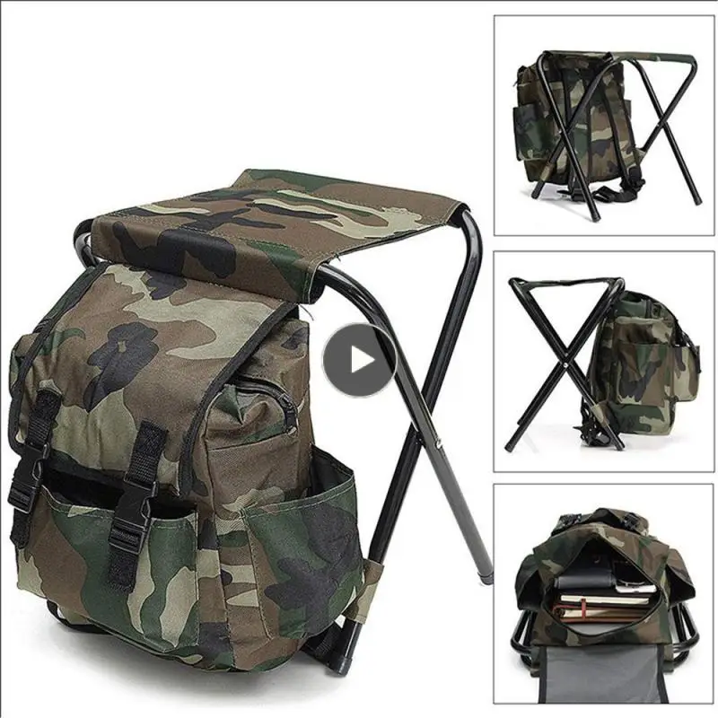 

Wear-resistant Foldable Chair Large Capacity Outdoor Chair Oxford Cloth Breathable With Backpack Stool Camping Equipment Durable