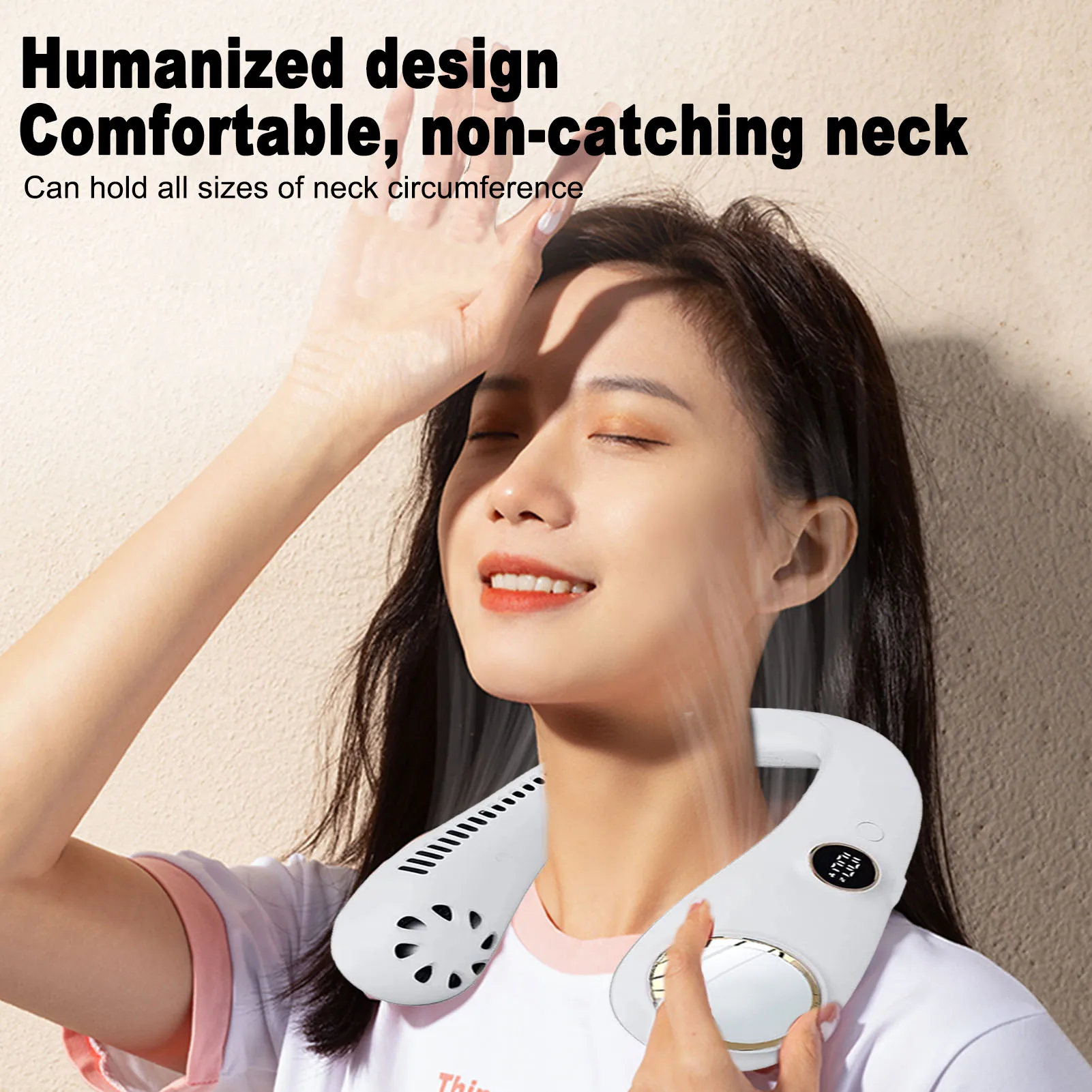 

Neck Fan Portable Bladeless Fans Rechargeable Hands Free Hangings Cooling Neck Fan 3 Speeds Adjustment Wearable Fan