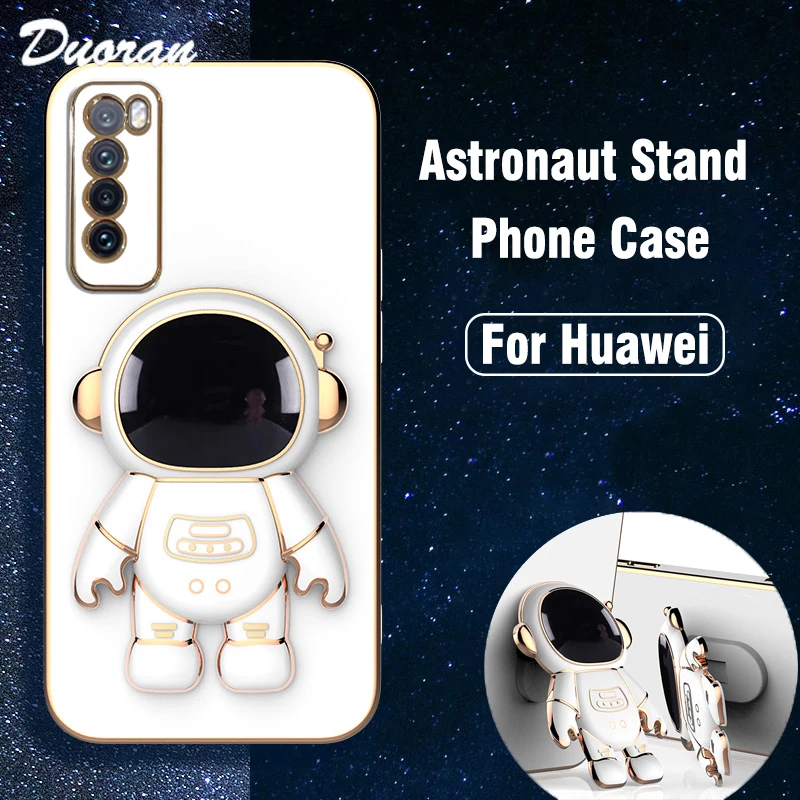 

Luxury Astronaut Phone Stand Case For Huawei P50 Pro P40 P30 Lite P20 Mate 10 20 30 40 Y7 Y9 Prime 2019 Holder Etui Back Cover