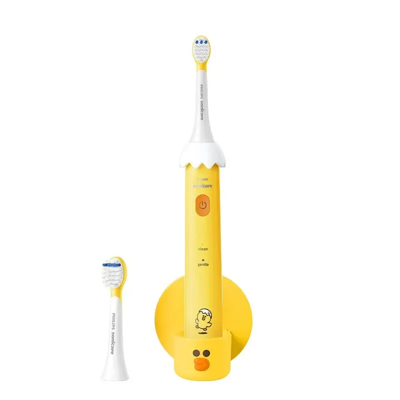 

Philips HX2472 Children's Electric Toothbrush Yellow Sally Chicken Co-brand Model With 2 Brush Head 1 Hanging Base for Kids 4-12
