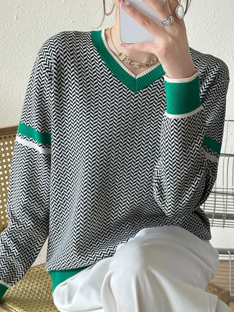 Осень/зима 2023 модная новая женская толстовка с капюшоном в стиле ретро вязаный