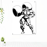 man muscular body banners vintage gym wall decor lose weight workout motivation flags wall hanging canvas painting print art y9