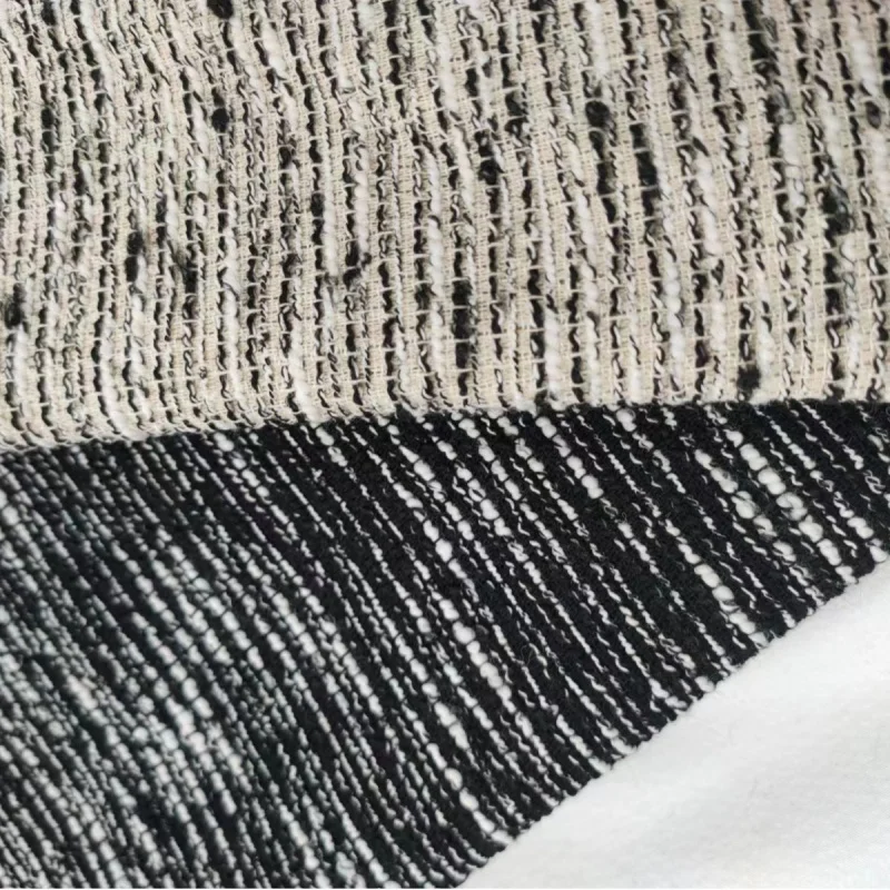 Твидовая ткань Новый винтажный черный и белый полосатый смешанный классический