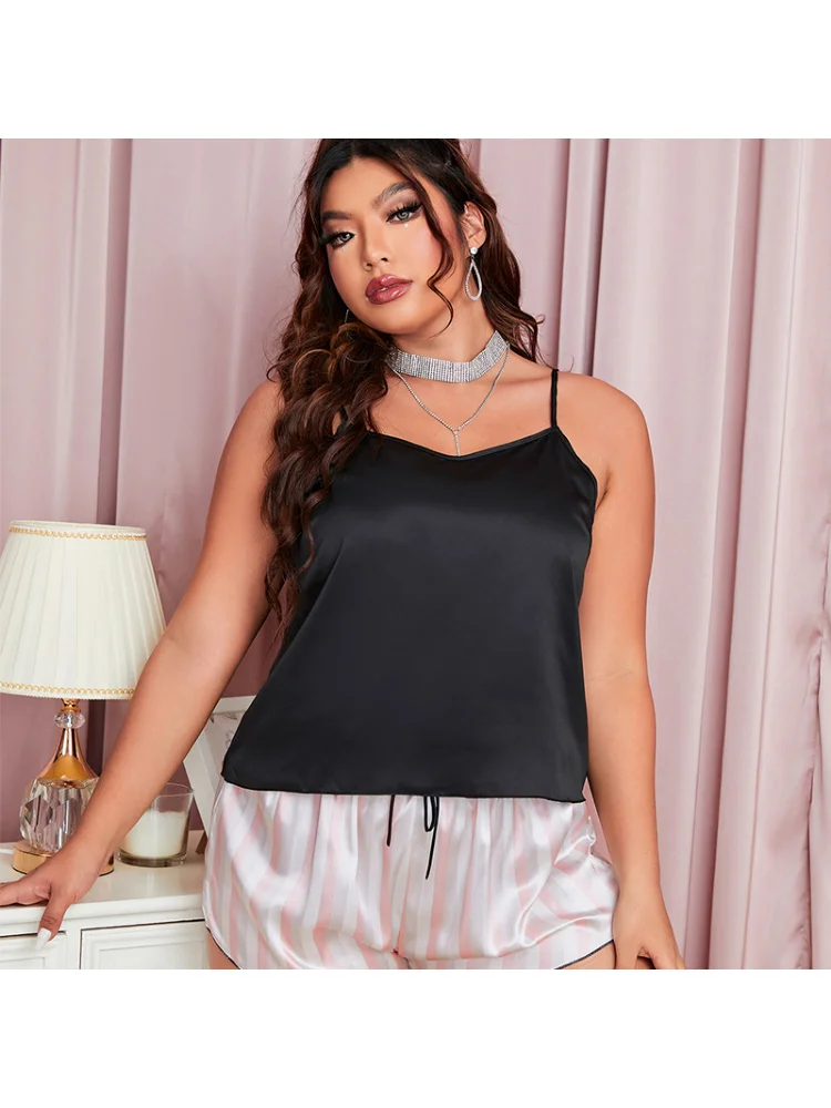 Pajamas loungewear spring and summer sexy casual suspender pajamas plus size summer outfits two piece set women