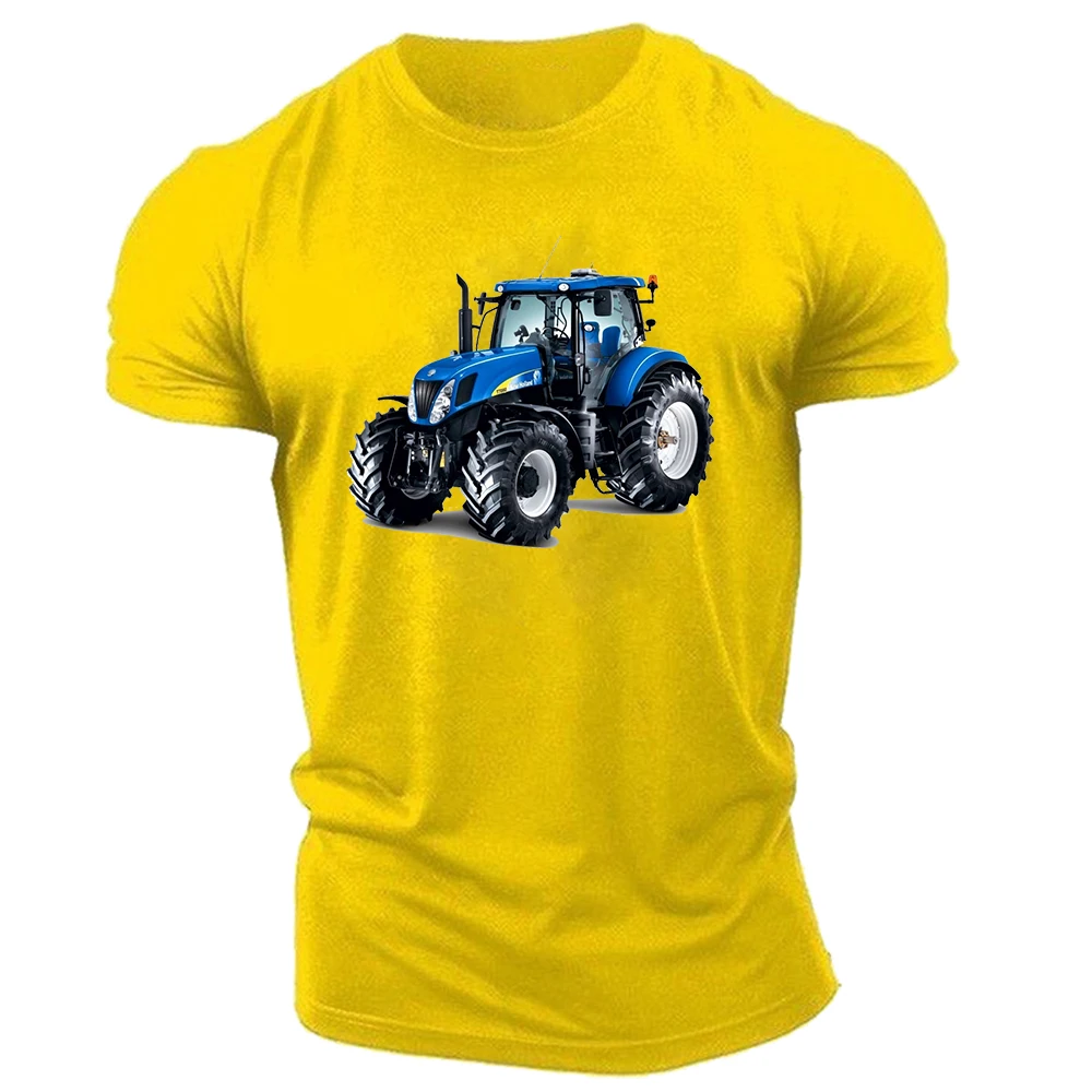 Футболка мужская с принтом трактора топ круглым вырезом модная спортивная