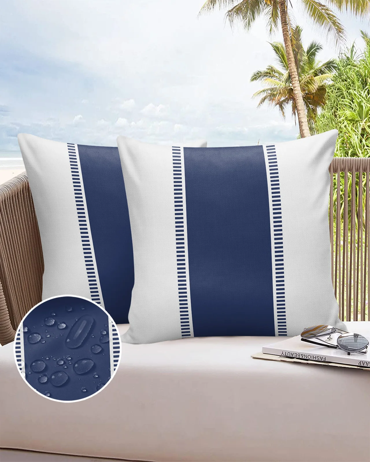 

Blue Stripes Texture White 2/4PCS Outdoor Pillowcase Waterproof Sofa Pillow Cover Case Garden Patio Cushion Covers Home Decor