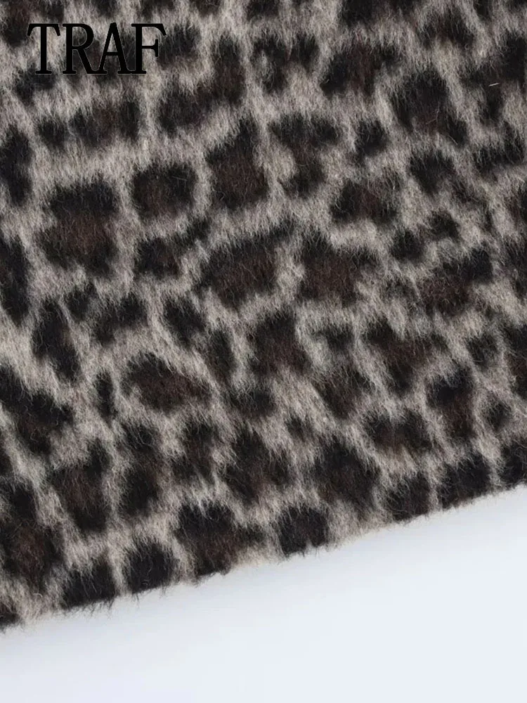 TRAF женские комплекты мини-юбки с животным принтом модный однобортный короткий