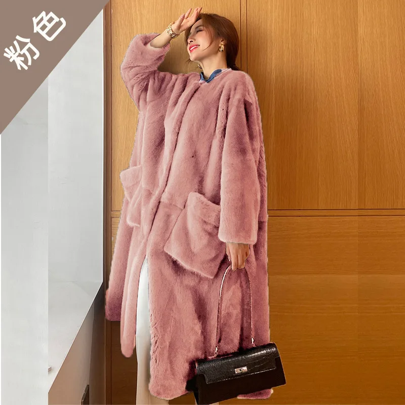 New Winter Fashion Casual Faux Fur Temperament Coat Loose Medium Length Womens Coat