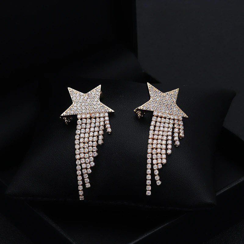 Wish Meteor Korean Crystal Star Brooch Men and Women Simple Pin Suit Neckline Ornament Fixed Clothes Accessories Jewelry Gifts