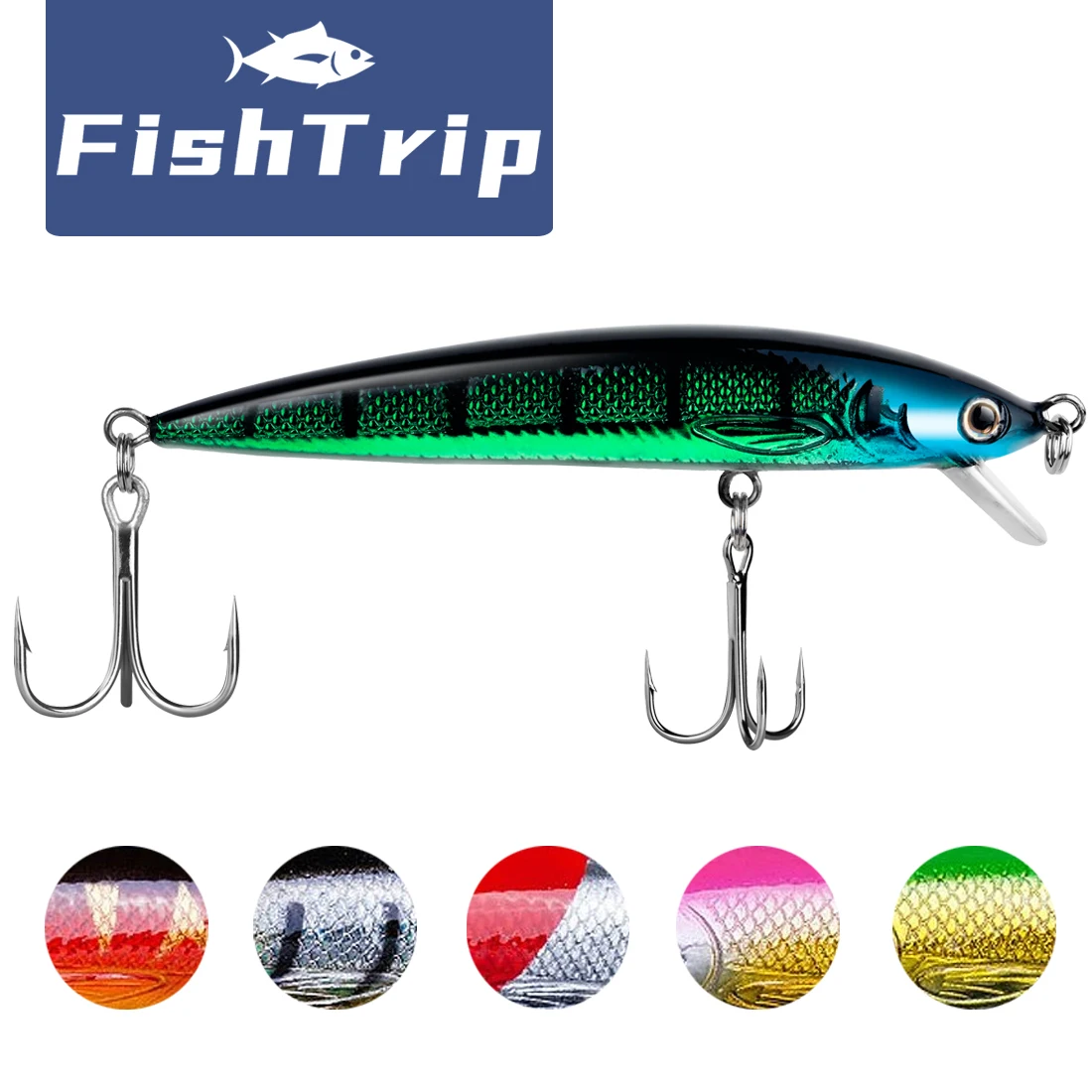 

FishTrip Topwater Minnow Lure Subsurface Lure Fishing Lures Hard Bait for Bass, Walleye, Trout, Salmon, Steelhead, Northern Pike