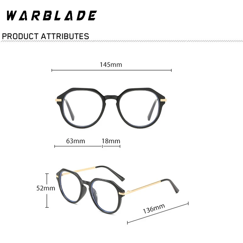 Polygon Anti-Blue Light Glasses Women Men Oversized Optical Frame Eye Protection Ultra Eyeglasses Office Computer Goggles