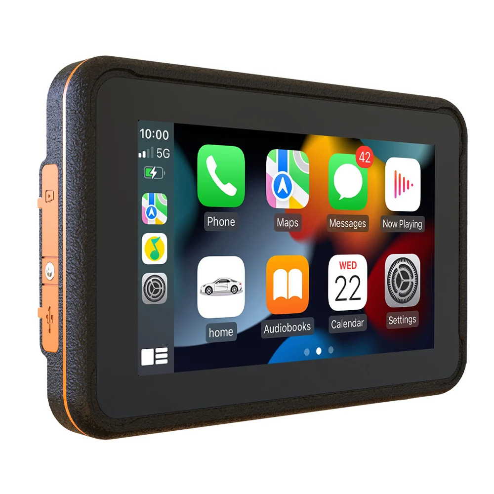

yunyihongchuan5 inch Motorcycle Navigation GPS Wireless Carplay Android Auto Screen IPX7 Motorcycle Camera DVR Accessory