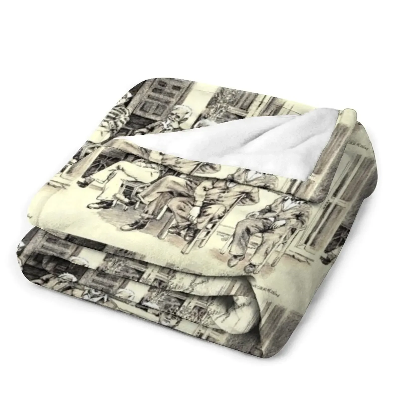 Четыре старых мужчин сидящих на улице - рисунок ручки Дон Сильвесте пледы одеяла