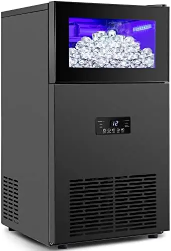 

Commercial Ice Maker 130LBS/24H with 35LBS Storage Bin, 15" Wide Stainless Steel Undercounter/Freestanding Ice Maker Machine