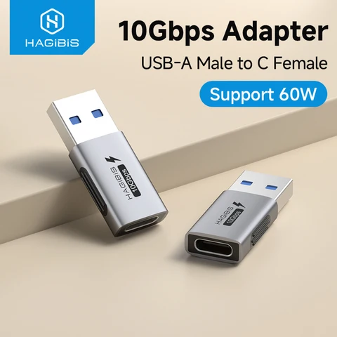 Hagibis USB A «папа» на USB C «мама» 10 Гбит/с Высокоскоростная передача данных 60 Вт Конвертер для быстрой зарядки для планшета Macbook